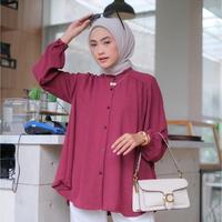 Gambar geneaby - Alina Kemeja Blouse Wanita Kerah Shanghai Crinkle Airflow Freya Skirt Lengan Panjang Full Kancing Depan Busui Friendly Banyak Warna OOTD - Freya Army dari geneaby.id undefined 2 Tokopedia