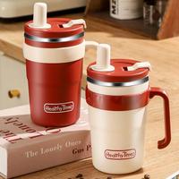 Gambar Botol Minum 500/600ML Tumbler Handle 2in1 Portable Stainless Steel Tumbler Coffee Mug Thermos - 500ml-merah dari Loving kindness undefined 1 Tokopedia