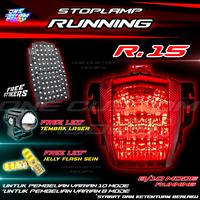 Gambar LAMPU LED REM RUNNING R15 V3 V4 R15 BONUS LED JELLY FLASH STOPLAMP RUNNING 8 10 MODE AUTO MANUAL LAMPU BELAKANG VARIASI MOTOR R15 V3 V4 2017 2018 2019 2020 2021 2022 2023 FREE LAMPU LED SEIN SIGN LED JELLY KEDIP - MERAH, DIAM / STAY, 8 MODE dari One custom modify undefined 1 Tokopedia