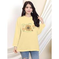 Gambar Kaos oblong oversize lengan panjang sunflower wanita/ Tshirt kekinian wanita trendy - Cokelat, L dari Fuji Fashion688 undefined 4 Tokopedia