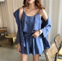 Gambar Basic One Set Blazer Inner Celana Pendek Casual Outfit Fit To Jumbo - Blue - M dari Heve Fashion undefined 4 Tokopedia
