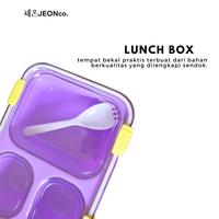 Gambar JEON Lunch Box 3 sekat Kotak Makan sekat 850ml dan 1250ml Lunchbox Tutup Transparant Tahan Panas Free Sendok Plastik Food Grade Murah / Kotak makan / Tepak makan - jeon lunch box dari valenchstore undefined 3 Tokopedia