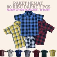 Gambar Paket HEMAT 3 pcs Kemeja cotton flanel anak 1-10 tahun lengan pendek by scala store Katun Bayi piyama  anak - M ( 1-2 Tahun ) 3 pcs dari Scala.store undefined 1 Tokopedia