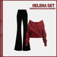 Gambar Daily-OOTD - Setelan Wanita Helena / Celana Cutbray Panjang / Atasan Sweater Cross / One Set Korean style / Outfit Simple Hangout / Ootd Casual Keren - Sweater Cross dari Daily-OOTD undefined 2 Tokopedia
