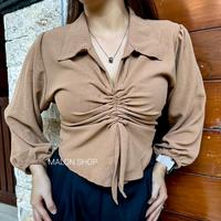 Gambar TASSY Kemeja Blouse Serut Lengan Panjang Atasan - TS DENIM, TasSy all size dari Malonshop undefined 3 Tokopedia