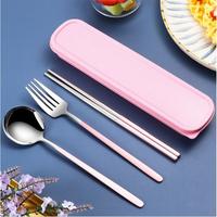 Gambar Cutlery Set Stainless Steel Korea Sujeo Sendok Garpu Sumpit - Pink dari LOZ INDONESIA undefined 3 Tokopedia