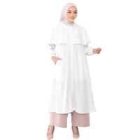 Gambar Tunik Wanita Remaja Katun Toyobo Premium LG 814 Cantik Casual Formal Kancing Kerah Muslim Putih Ruffle Hitam Atasan - Mustard, M dari lunangoofficial undefined 2 Tokopedia