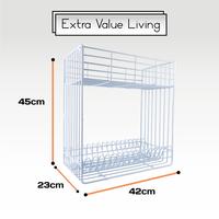 Gambar MODELLINE Rak Piring Besi 2 Susun Minimalis Rak Kabinet Rak Piring Dalam Lemari EVL-B-30-MED - Putih dari Extra Value Living undefined 2 Tokopedia