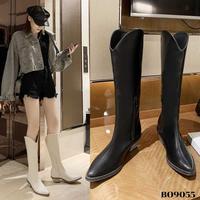 Gambar Sepatu Long Boots tinggi 4.5cm Uk 36-40 Flat Shoes Wanita Ala Korea Model Kekinian Bahan kulit sistetis Boots Betis Beige Black BO9055 - BEIGE, 36 dari YJHstore undefined 4 Tokopedia