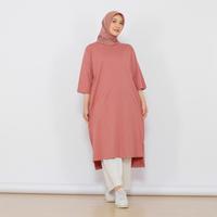 Gambar Long Tunik Wanita Midi Dress Lengan 7 per 8 Bahan Katun Combed 24s Adem Premium M,L,XL,XXL Katun Vine Transparent Kaos Atasan Oversize Basic Panjang Lembut Muslim Gamis Nyaman - HIJAU ARMY POLOS, M dari Fikacu undefined 3 Tokopedia