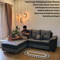 Gambar KIMMYSOFA L Santai Selonjor Rebecca Ukuran Jumbo sofa ruang tamu - Bludru, Sofa L dari KIMMY SOFA undefined 4 Tokopedia