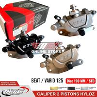 Gambar KALIPER DEPAN KTC RACING HYLOZ 2 PISTON BEAT / VARIO 125 DISC 190 MM ( STANDARD ) - GOLD dari SMARTMOTOSHOP undefined 1 Tokopedia