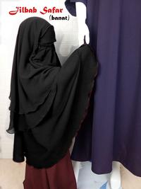 Gambar Jilbab Safar BANAT (LENGAN & NON LENGAN) usia 3 s/d 10th Anak Hitam - riverside, XXL banat, lengan dari Al Umm Solo undefined 4 Tokopedia