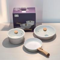 Gambar Perlengkapan Dapur Set Panci Marble Putih 3 Pcs Anti Lengket – Frypan Wajan Tutup Kaca Gagang Kayu Estetik Minimalis Kitchenware dari Horizon boutiques undefined 4 Tokopedia
