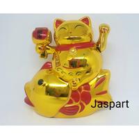 Gambar Patung Boneka Kucing Hoki Lucky Cat Yuan Bao Maneki Neko Qian Uang Emas Pao Rejeki - LC45-C dari Jaspart undefined 5 Tokopedia
