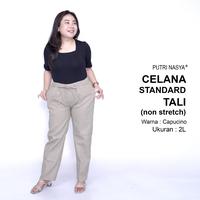 Gambar Celana Kerja Kantor Standard Tali (NON STRETCH) BigSize 8L,6L,5L,4L,2L,XL, all size, / Celana Jumbo Tali / Celana Kerja Seragam Wanita / Celana Bahan Katun Wanita Formal Kekinian / Celana Bahan Katun Kantor Kekinian Terbaru Karet Wanita - hitam, ALL SIZE dari putri nasya undefined 3 Tokopedia