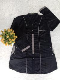 Gambar Kemeja hitam wanita kemeja santri putri// kemeja hitam variasi list warna// kemeja wanita - List merah, M dari Tigaputri321 undefined 2 Tokopedia
