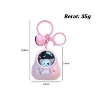 Gambar Gantungan Kunci Backpack Cat Karakter/Keychain with NightLamp Multifungsi Astronot Lucu/Gantungan Tas 3D - Merah Muda dari ULOVEM undefined 3 Tokopedia