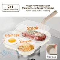 Gambar Wajan Penggorengan 3in1 Wajan Pembuat Sarapan Tamagoyaki Omelette Anti Lengket Marble Frying Pan bolong - Frying pan-Beige dari MawarBestShopping undefined 2 Tokopedia