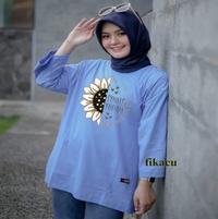 Gambar Kaos Basic Wanita Oversized Motif DTF Panjang Lengan 7 per 8 Cotton Combed 24s Adem Lembut Nyaman Baju Distro Atasan Cewek - NAVY TO DAY, M dari Fikacu undefined 4 Tokopedia