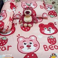 Gambar Sprei Lotso Bahan Katun dengan Motif Terbaru - Ukuran 180cm x 200cm (2 Sarung Bantal + 2 Sarung Guling) - Tali Benang Kain sprei - Lotso Creamy, 100x200 dari rnh_collection undefined 3 Tokopedia