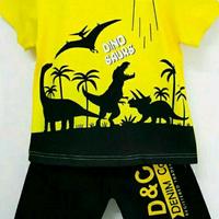 Gambar SETELAN ANAK LAKI LAKI GAMBAR DINOSAURUS/DINO BAYANGAN/DINO T REX ORANGE/BUAYA/EXCAVATOR BIRU/ALAT BERAT BECO - dino siluet kuning, S dari enawae shop_NEW undefined 2 Tokopedia