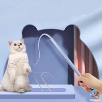 Gambar Pet Mainan Kucing Buntut Tikus Cicak  Mouse Tail Silicone Cat Teaser Pet Mainan Interaksi Tongkat - Biru dari HACIKO PETSHOP undefined 3 Tokopedia
