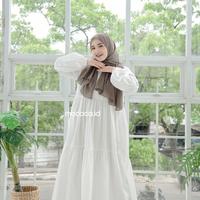 Gambar Gamis katun jepang premium tidak nerawang lengan balon busui Muslim Tangan Wanita Dress - Offwhite pop, S ld 95 pb 135 dari mocaca.id undefined 3 Tokopedia