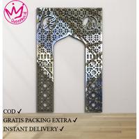 Gambar Akrilik Hiasan Dinding "Mihrab" Ornamen Masjid/Mushola Estetik Cantik Lafadz Allah & Muhammad 160x100cm 4 Part/4 Potong Custom Warna Akrilik 2mm Laser Cutting Modern Hasil Rapih & Presisi. Bukan Kayu/MDF/Besi Anti Karat Anti Busuk Queenous.id - MIRROR GOLD, 160X100CM/4 PART dari Queenous id undefined 2 Tokopedia