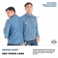 Gambar The Bery Benaza Jaket Jeans Pria Kerah Resleting Premium Denim - Biowash, L dari Benaza Store_NEW undefined 1 Tokopedia