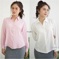 Gambar Kemeja Wanita Polos Kerah Terbuka V-Neck Shakila Lengan Panjang - Pink, S-L dari Trioffice_NEW undefined 3 Tokopedia