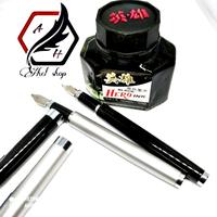 Gambar Fountain pen pena pulpen  alat Kaligrafi bahan Logam Germany Nib 1,5 Mm tinta isi hero Tulis Stationery - Tinta ahel saja, Hitam dari Ahel shop undefined 1 Tokopedia