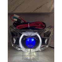 Gambar Lampu depan honda BeAT Led Deluxe street 2020-2025 billed biled Matrix x1 set Relay - Ring biru D.merah dari GKA RACING 135 undefined 1 Tokopedia