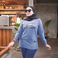 Gambar Kaos wanita PREMIUM lengan panjang Biru Denim REAL PICT - Biru Denim Never Mind, M dari Xvlore undefined 1 Tokopedia