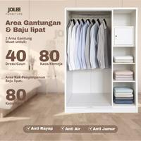 Gambar JOLLY FURNITURE-Lemari Pakaian Besi 3 Pintu Sliding Jumbo - 150cm 2 Laci 2 Batang Rak Baju Kayu - JF-3C106-120cm dari Jolee furniture undefined 4 Tokopedia