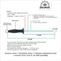 Gambar TJAP MATA / CAP MATA Tangkai Asah / Pengasah Pisau, Ceramic Sharpening Rod / Honing Stick, Double Grooves (2 Alur) 270 X 16 MM #1000  (Anti Break & Shock Absorbing). dari Tjap Mata Indonesia undefined 2 Tokopedia