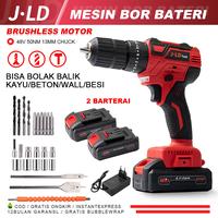 Gambar JLD bor cas murah 2 baterai 48 volt promo brushless bor impact cordless mesin bor batre bor charger Untuk mengebor dinding, beton, pertukangan, logam,13mm chuck 50N.M dari JLD Tool Shop undefined 1 Tokopedia