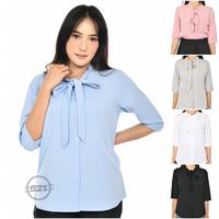 Gambar Atasan Kemeja Blus Putih Hitam Kerja Kantor Wanita Lengan Panjang 3 4 - Putih, Standar  dari G21 undefined 1 Tokopedia