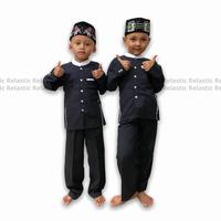 Gambar Setelan Anak Jas Koko Anak PREMIUM / Baju Ngaji Muslim Bahan Katun Sekolah Anak TPQ TPA Hitam Putih - Hitam-Hitam, 11 dari Relastic Production undefined 5 Tokopedia