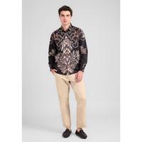 Gambar MANZONE - Kemeja Batik Lengan Panjang Pria Fraska Modern Fit - Black - S, Black_Mix dari Manzone Store undefined 3 Tokopedia