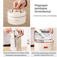 Gambar kotak bekal tempat makan aesthetic Kotak Makan Lunch Box Siang Bento Portabel Tahan Bocor Gaya Jepang Round Stainless kotak bekal sekolah - A-840ML dari SelamatYOU undefined 2 Tokopedia