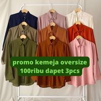 Gambar 105Ribu Dapat 3 Pcs Oversize Kemeja Rayon Twill Baju Panjang - HITAM, OVER SIZE dari Roshe grosir undefined 2 Tokopedia