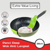 Gambar Minowa Panci Anti Lengket / Wok Pan Panci Wajan Tumis 20 CM, 22 CM, 24 CM, 26 CM, 28 CM Teflon Anti Lengket Hijau Wajan Penggorengan kitchenware - 20 cm dari Extra Value Living undefined 5 Tokopedia