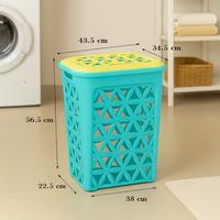 Gambar Keranjang Laundry Basket Plastik Tempat Baju Kotor Dengan Tutup / Tanpa Tutup Multiplast - FM - LUXOR - Dengan Tutup dari Formiana undefined 4 Tokopedia