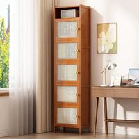 Gambar LH-Multifunctional Kitchen storage cabinet Bamboo Multi-layer Storage Shelves with Transparent door Food storage cabinet - 5Layers-43_32_155cm dari LEHUAN MALL undefined 3 Tokopedia