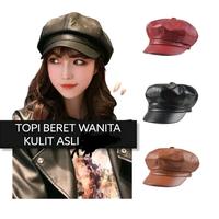 Gambar Topi Bulat Baret Korea Pria Wanita Dewasa Newsboy Oktagonal Bahan Kulit Asli Garut Warna Hitam Coklat Merah Elegan - Hitam dari Topi Kulit Asli Garut undefined 3 Tokopedia