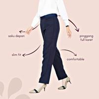 Gambar CELANA KERJA WANITA PINGGANG KARET CELANA KAIN WANITA CELANA KANTOR - Hitam, M dari moots.id undefined 4 Tokopedia