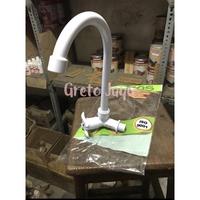 Gambar Kran Air Cuci Piring Keran Wastafel Leher Angsa PVC Plastik 1/2” IFOS Plastics Plastic Tebal Putih - Engkol dari Greto Jaya undefined 3 Tokopedia