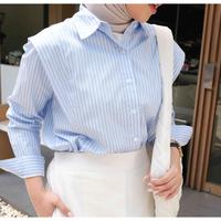 Gambar Hosofshopaholic - LEKA SHIRT - Atasan - Kemeja Wanita  - Baju Lengan Panjang - All Size - Casual Cewek - LIGHT BLUE dari hosofshopaholic_NEW undefined 4 Tokopedia