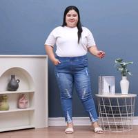 Gambar famira jins jegging celana jeans ripped wanita big size // jeans sobek tidak tembus stretch full karet Biru Legging Muda Brown Panjang 7/9 Skinny - biru muda, 40 dari Famira id_NEW undefined 3 Tokopedia